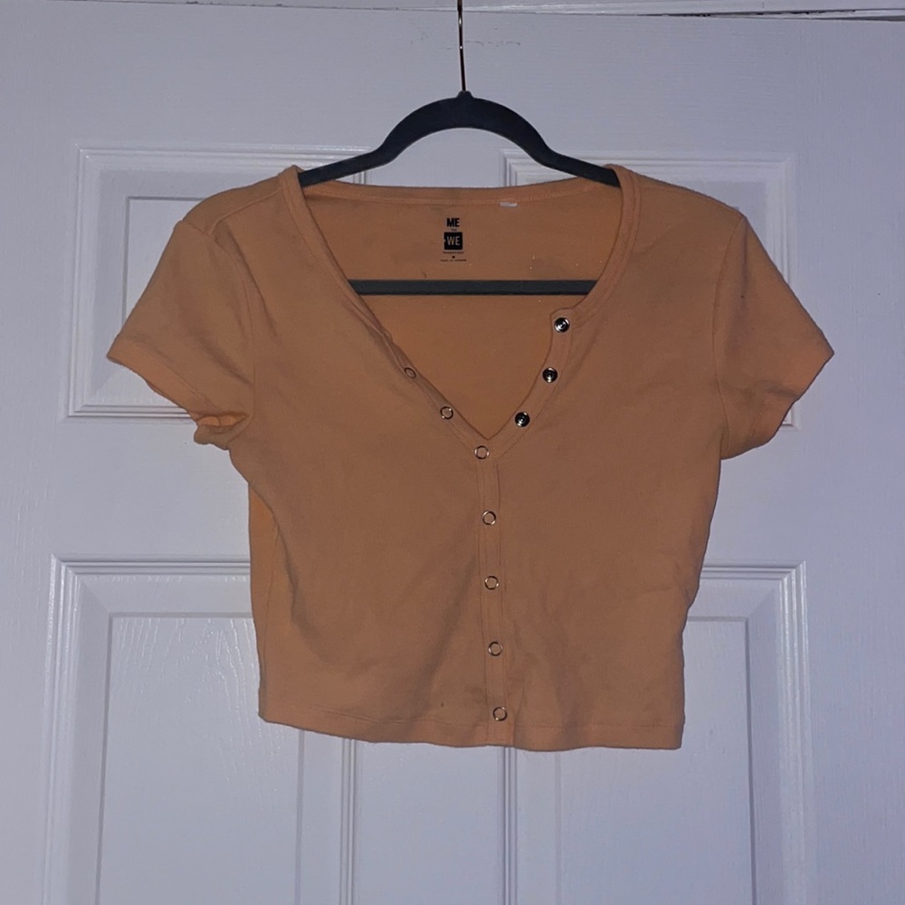 Orange V Neck Crop Top